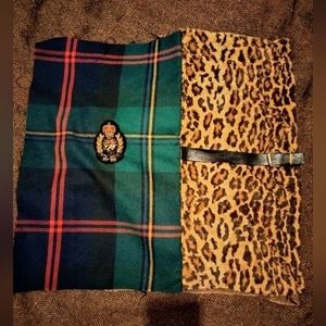 Custom Made Ralph Lauren Aragon Leopard & Plaid Wool Pillow Cover sz 18x18
